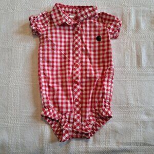 Carhartt girls size 3 months red & white gingham bodysuit
